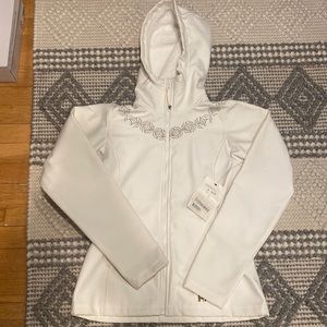 White Helly Hansen soft shell hooded jacket
